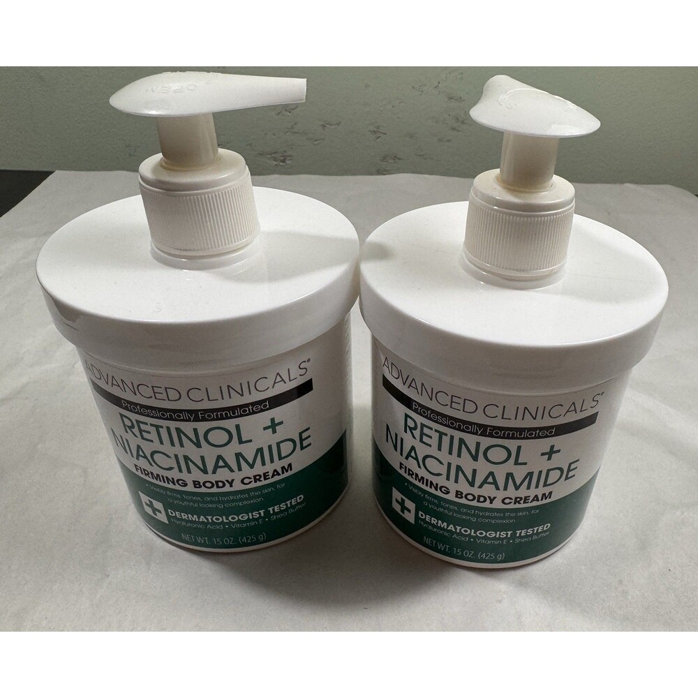 Lot Of 2 Advanced Clinicals RETINOL+ NIACINAMIDE ANTI AGING FACE BODY CREAM 15oz